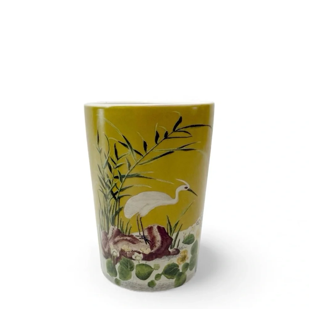 New York Botanical Garden Barreveld Crane Lily Pond Ceramic Planter Vase 4”